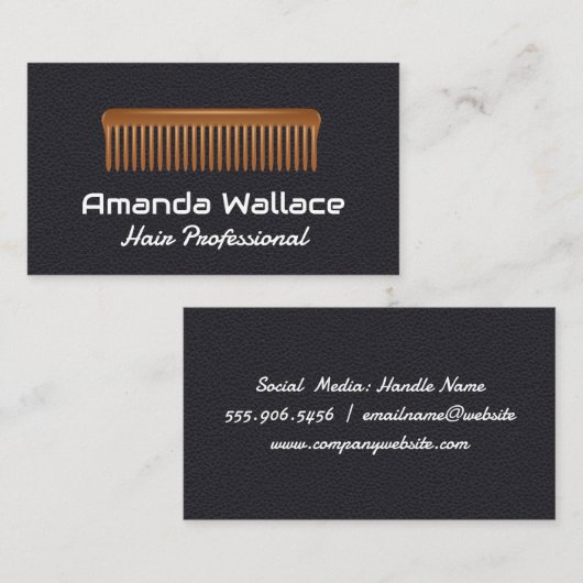 Comb | Achtergrond leder Visitekaartje (Voorkant / Achterkant)