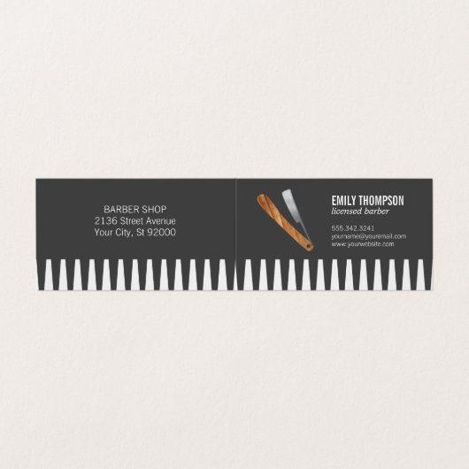 Comb en Razor Visitekaartjes (Buitenkant ongevouwen)