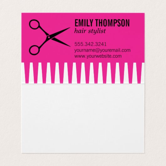 Comb | Haarstijflijst (warm roze) Visitekaartjes (Binnenkant ongevouwen)