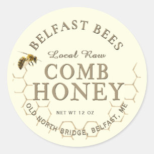 Comb Honey Realistic Honeybee Honeycomb Local Raw Ronde Sticker