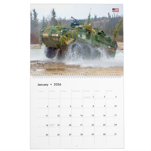 COMBAT ARMOR - Amerikaanse militaire pantservoertu Kalender (Jan 2026)