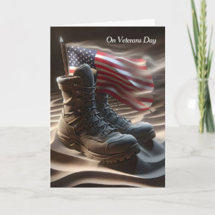 Combat Boots en Vlag Veterans Day Kaart