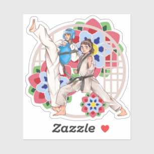 Combat en Traditie - Taekwondo Duo in Actie Sticker