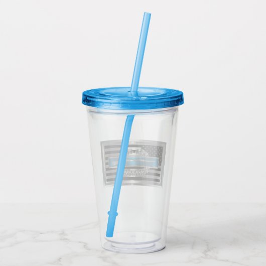 Combat Infantryman Badge op Amerikaanse vlag Acryl Drinkbeker (Achterkant)