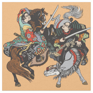 Combat over Japanse samurai-strijders Fabric Stof