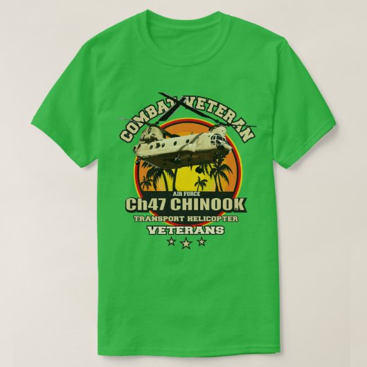 Combat-veteraan CHINOOK-helikopter T-shirt (Design voorkant)
