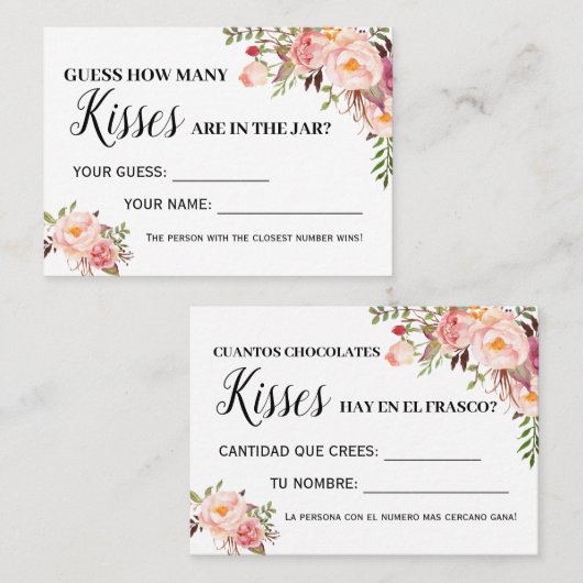 Combien de baisers jeu anglais espagnol carte de d (Devant / Derrière)