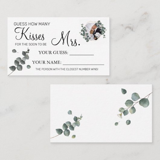 Combien de baisers pour être Mme jeu de carte de d (Devant / Derrière)