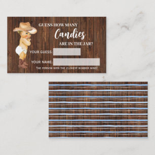 Combien de bonbons Cowboy Baby shower carte de jeu
