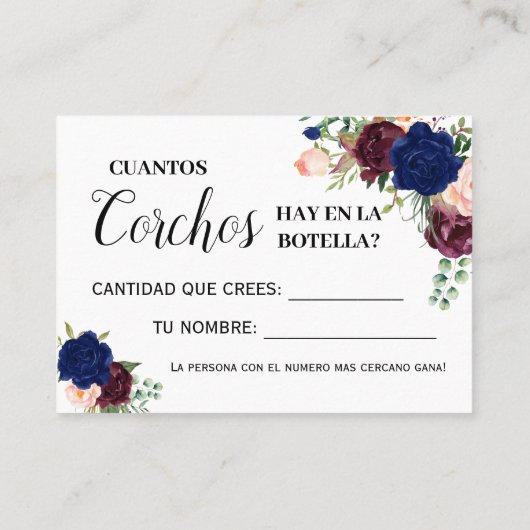 Combien de bouchons jeu anglais espagnol carte de  (Dos)