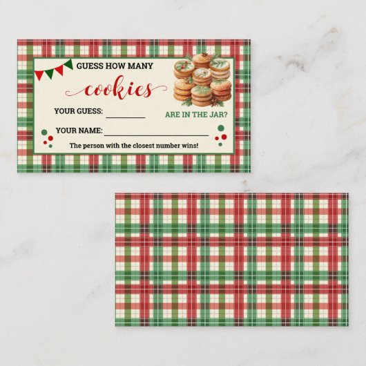 Combien De Cookies Jeu Carte Plaid Noël (Devant / Derrière)