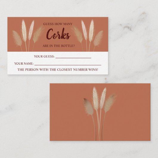 Combien de Corks Pampas Fête des mariées Carte de (Devant / Derrière)