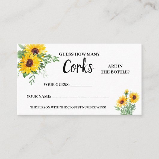Combien de Corks Sunflowers Fête des mariées Carte (Devant)