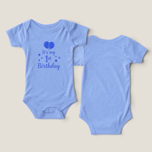 Combinaison bébé 'C'est mon 1er anniversaire' Blue (Design Recto & Verso)
