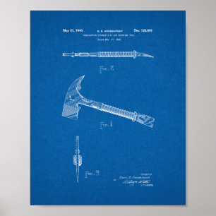 Combinatie Fireman's AX en Wrecking Tool Patent Poster