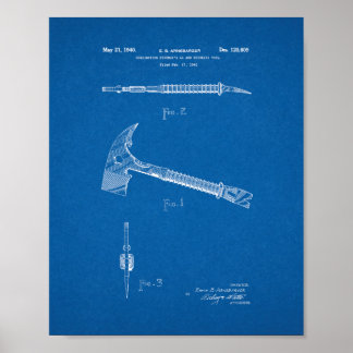 Combinatie Fireman's AX en Wrecking Tool Patent Poster