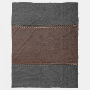 Combinatie van bruin en zwart leer fleece deken