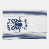 Combinatie van marineblauw en wit octopus en strip theedoek (Horizontaal)