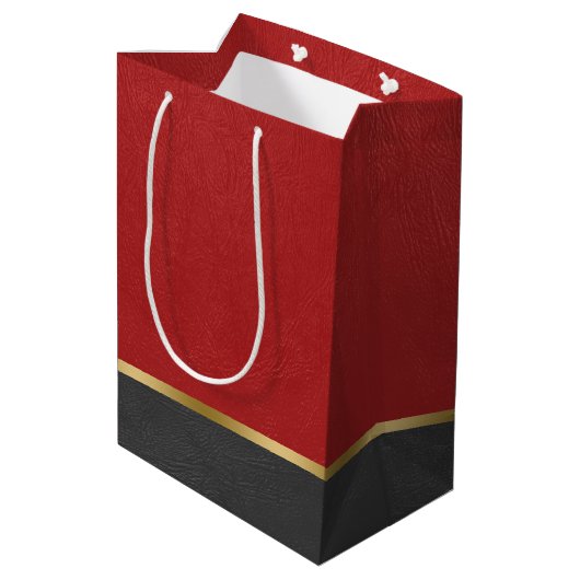 Combinatie van rood en zwart kunstleder medium cadeauzakje (Achterkant Gekanteld)