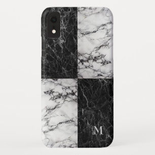 Combinatie van witte en zwarte marmer iPhone XR hoesje