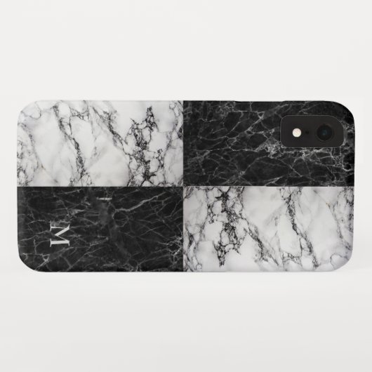 Combinatie van witte en zwarte marmer Case-Mate iPhone case (Achterkant (horizontaal))