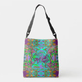 Combineer Liquid Art Abstract Aqua Paarse Crossbody Tas (Achterkant)