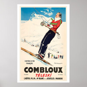 Comblou Ski Lift Frankrijk Vintage Ski Poster