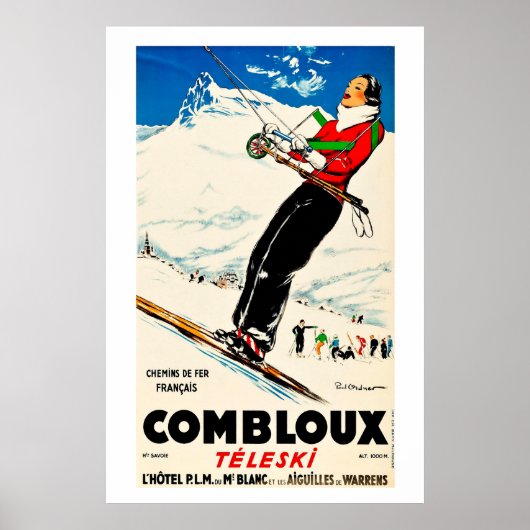 Combloux, Chemins de Fer Francias, Ski Poster (Voorkant)