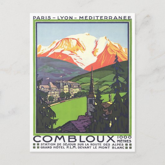 Combloux France vintage-reis Briefkaart (Voorkant)