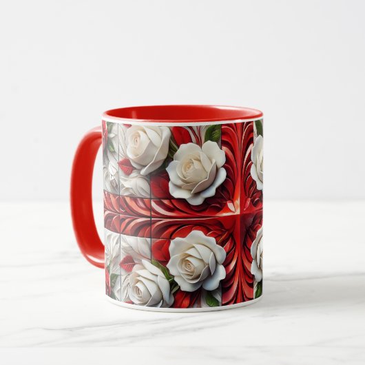 Combo Mok met Engels Rozen Design (Voorkant links)