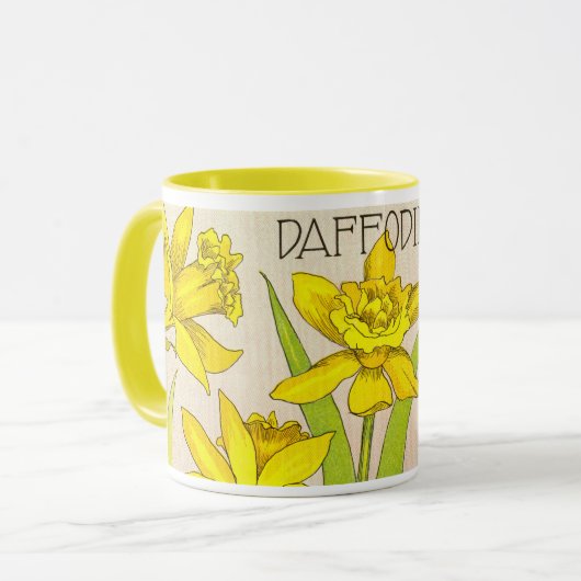 Combo-mok met geel Daffodil-design!  Mok (Voorkant links)