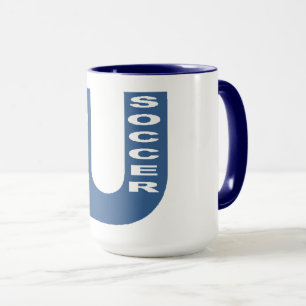 Combo Mug 444 ml wit/marien blauw USA SOCCER Mok