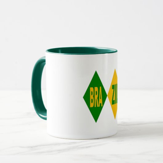 Combo mug blanc vert BRAZIL  (Devant gauche)