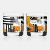 Combo Zwart/Sinaasappel Modern Art Print Whisky Glas (Links)