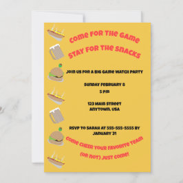 Come for the Game, Stay for the snacks Invitation Kaart
