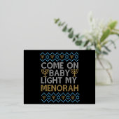 Come on Baby Light my Menorah Funny Jewish Sweater Folie Uitnodiging Briefkaart (Staand Voorkant)