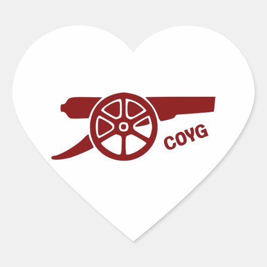 Come On You Gunners COYG Hart Sticker (Voorkant)