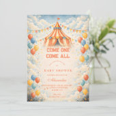 Come One Come All Circus Baby Shower Kaart (Staand voorkant)