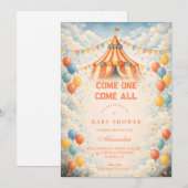 Come One Come All Circus Baby Shower Kaart (Voorkant / Achterkant)