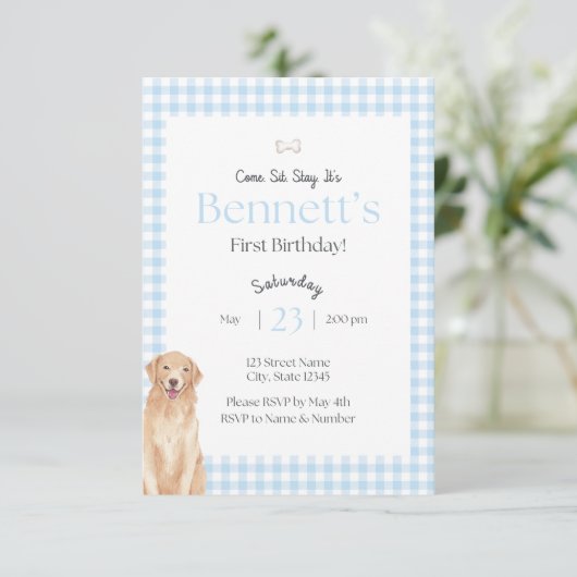 Come Sit Stay Birthday Invitation (Debout devant)