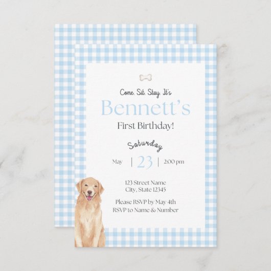Come Sit Stay Birthday Invitation (Devant / Derrière)