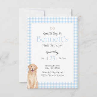 Come Sit Stay Birthday Invitation Kaart