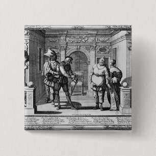 Comedians in het theater van Hotel de Bourgogne Vierkante Button 5,1 Cm