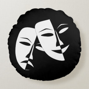/Comédie/Tragédie Coussin noir et blanc