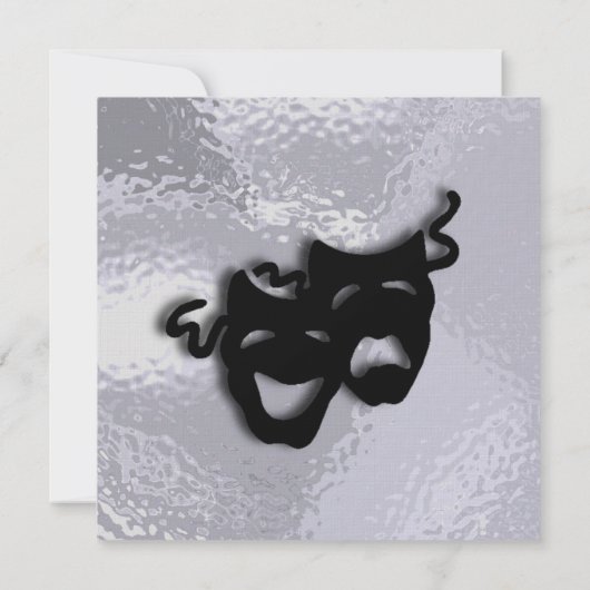 Comedy and Tragedy Black Masks Shimmer Uitnodiging (Achterkant)