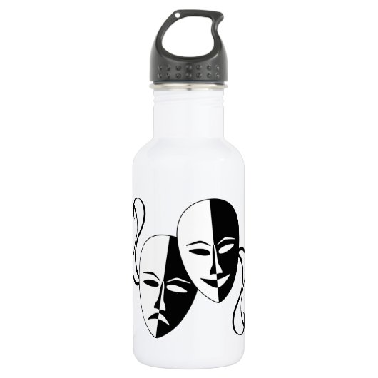 Comedy- en tragedie-bioscoopmaskers/-gezichten waterfles (Voorkant)