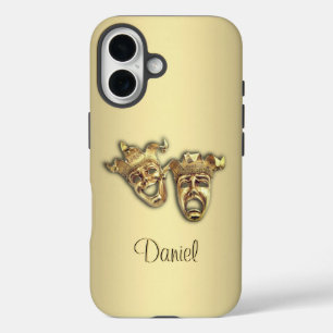 Comedy- en tragedie Gold-theatermaskers iPhone 16 Hoesje
