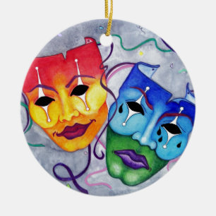 Comedy en tragedie met twee kanten versierd keramisch ornament