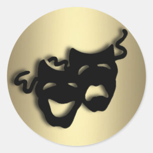 Comedy en tragedie Theater Gold Ronde Sticker
