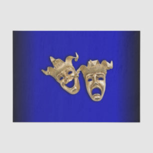 Comedy en tragedie theater maskers kobalt tissuepapier
